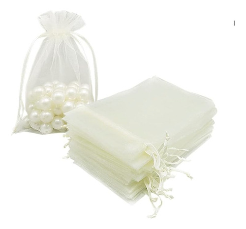 Bolsa Organza Medida 9x12 Cms  Color Crema  100 Unidades