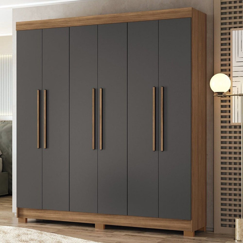Guarda-roupa 06 Portas 2 Gavetas Com Espelho Mdp Dhwt