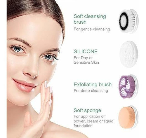 Cepillo De Limpieza Facial Impermeable Con 4 Cabezas Lomezi