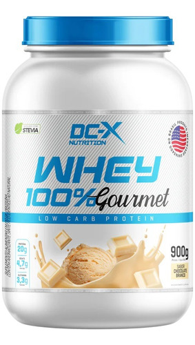 100% Whey Gourmet Concentrado 900g - Dc-x Nutrition Sabor Chocolate Branco
