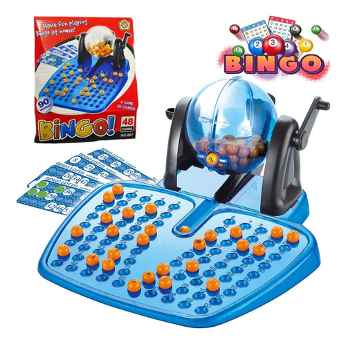 Juego De Bingo Con Biombo Y Tablero Con 90 Bolas 48 Cartones