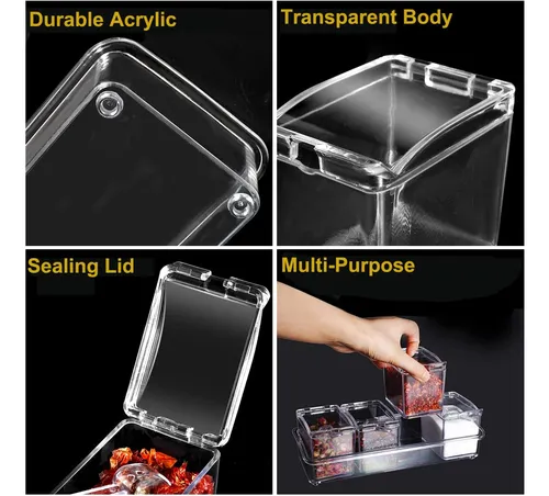 Anberky Clear Seasoning Box 4 Ratch De Condimento Acrílico C