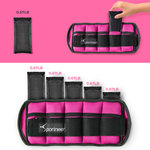 Tobilleras Deportivas Con Peso Ajustable Correa Velcro Rosa Rosa
