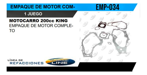 Empaques De Motor Motocarro 200cc King