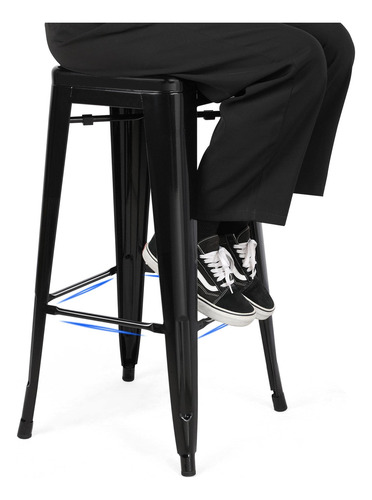 Taburetes De Bar De Metal 76 Cm 4 Sillas Apilables Negras