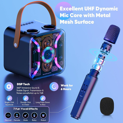 Máquina De Karaoke Con 2 Micrófonos Inalámbricos Y Bluetooth