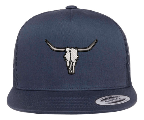 Gorra Vaquera Toro Skull Flexfit 6006 Yupoong Classics Azul Marino Unitalla