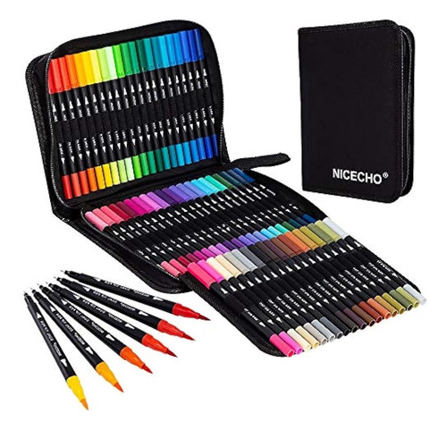 Nicecho Art Markers Dual Brush Pen, 60 Artist Coloring Marke