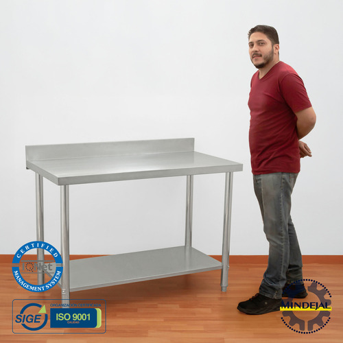 Mesa A Pared 100% Acero Inoxidable 120x60x85 Cm Mindejal