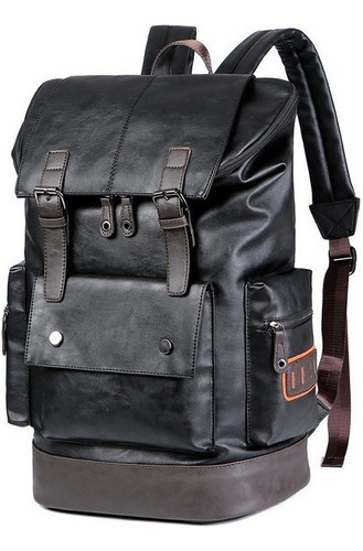 Mochila De Cuero Casual De Gran Capacidad For Hombre