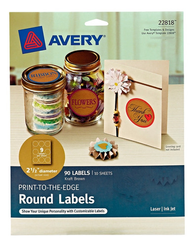 Avery Etiquetas Adhesivas Kraft Redondas - 22818