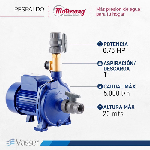 Imagen 3 de 12 de Electrobomba Presurizadora Vasser Qc Te 22 20mts 4 Baños Tan