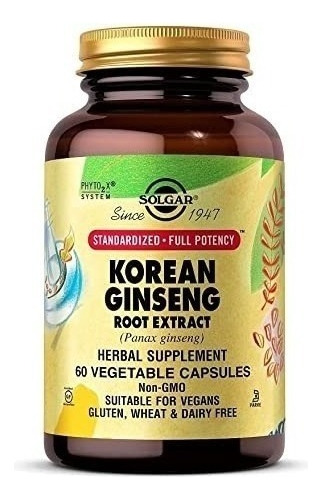 Solgar | Korean Ginseng Root Extract | 60 Veg Capsules