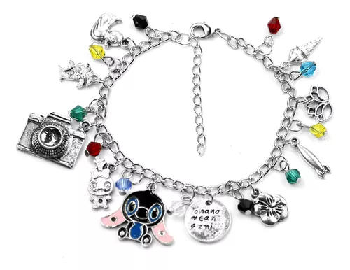 Pulsera Lilo Stitch Charms Compatible Brazalete Mujer Plata