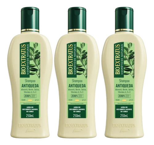 Kit 3 Shampoo Jaborandi 250ml Bio Extratus Antiqueda