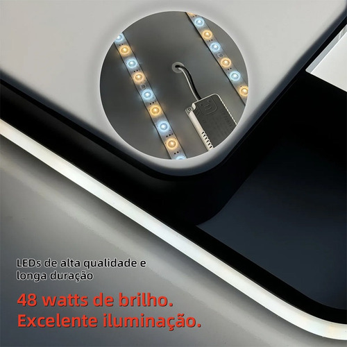 Luminária De Led Sobrepor Quadrada 72w Moderna 3 Em 1 Bivolt
