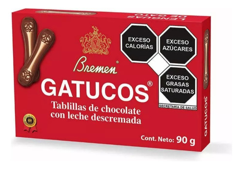 Chocolate Gatucos Leguas De Gato Bremen 90 Gr 8 Piezas Caja