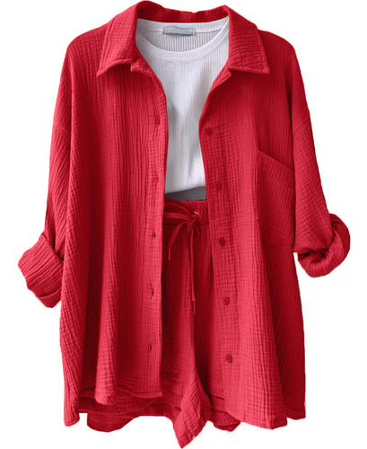 Para Conjunto Casual De Camisa Con Solapa Y Pantalones