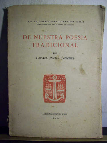 Adp De Nuestra Poesia Tradicional Jijena Sanchez / Bsas 1940