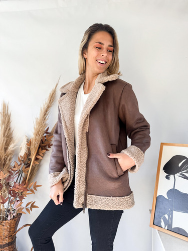 Campera Gamulan Lulyna Con Corderito Mujer Muy Abrigada