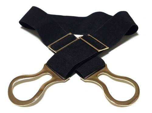 Imagem 5 de 6 de Cinto Feminino Elástico Preto Fivela Dourada Detalhada