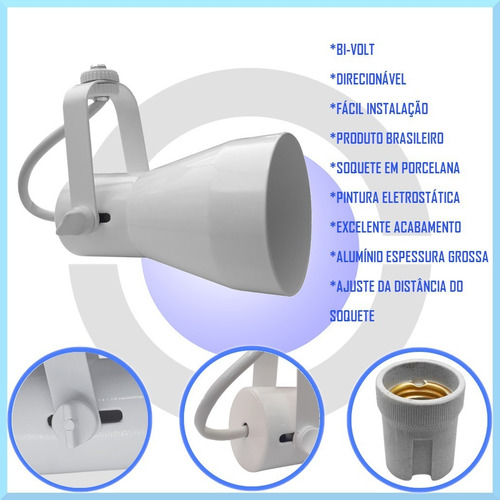 Imagem 3 de 6 de Kit 5x Spots Trilho Perfilado Eletro Calha Par20 Bulbo Led