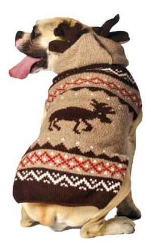 Chilly Dog Moosey Hoodie Dog Sweater Medium
