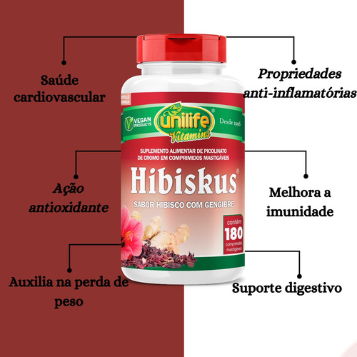 Hibisco Com Gengibre E Picolinato Kit Com 4 180 Comprimidos