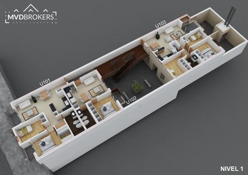 Imagen 2 de 10 de Canelones 2215 (102) - Venta Apartamento 1 Dormitorio En Parque Rodó - Inversión Vis - En Obra Estrena 2022!