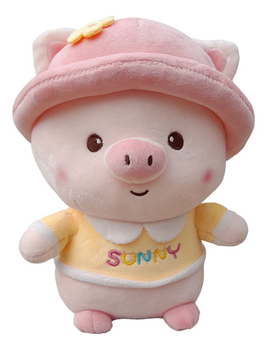 Peluche Cerdita Sunny Sombrero Confección Suave Felpa 25cm