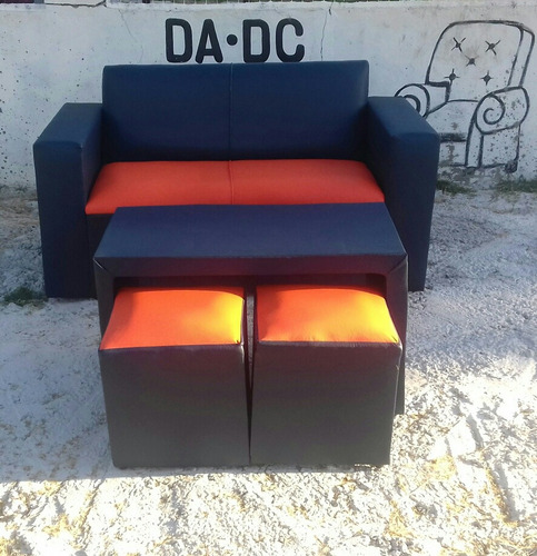 Sillón 3 Cuerpos Con Mesa Y Puff