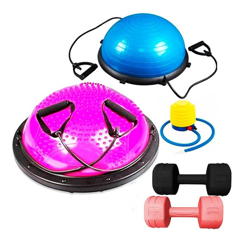 Bosu Media Esfera Grande 60cm + Tensores +2 Mancuerna El Rey