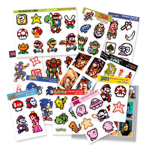 Sprites Videojuegos Retro 01 - Pack 75 Stickers/calcomanías