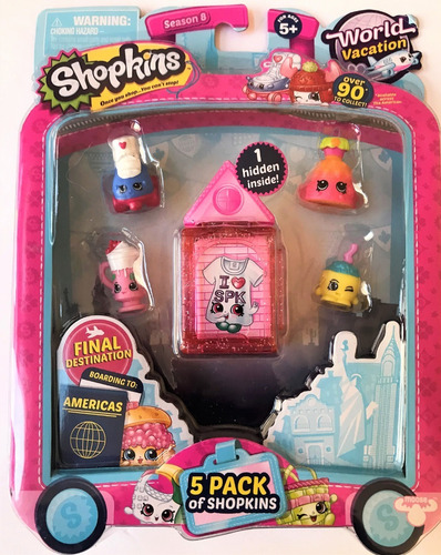 Lote 5 Sets Shopkins World Vacation Americas - Lote A (Usado)