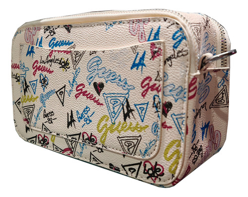 Bolsa Tipo Guess Bandolera Mujer Blanco Estampado Guess Blanco Estampado Guess Metálico Crema