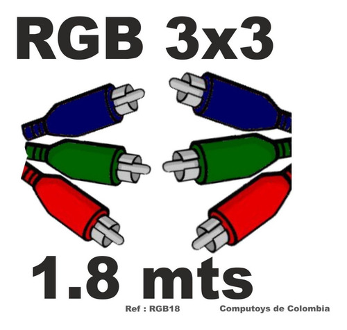 Imagen 2 de 6 de Cable Video Componente (rgb) 1.8 M Ref Rgb18 Computoys Sas