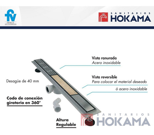 Imagen 3 de 10 de Rejilla Desague Lineal Ducha Fv 80 Cm Ranurada Baño Spa Inox