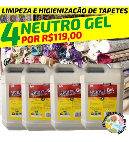 4 Un - Neutro Gel De 5 Litros Limpador  Gel Para Tapetes