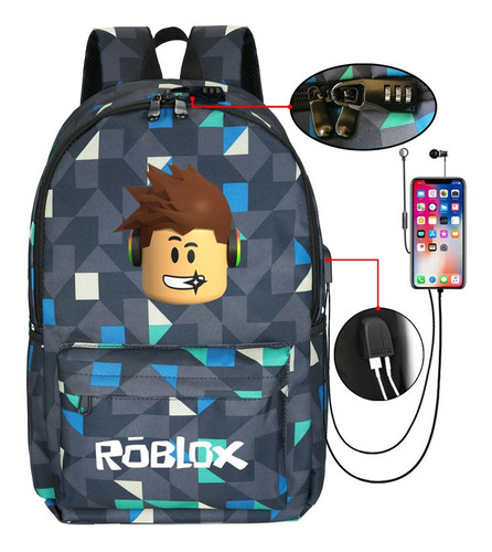 Roblox Mochila Escolar Con Usb Mercado Libre - mochila escolar roblox