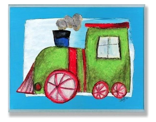 The Kids Room By Stupell Green Train Con Blue Border Rect