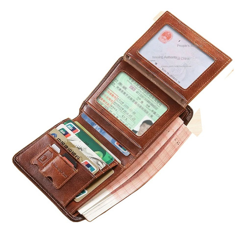 Billeteras Rfid De Cuero Genuino Hombrevintage, Multifunción