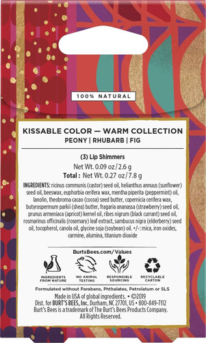 Regalo Navideño De Burts Bees Bissable Color, 3 Relucientes