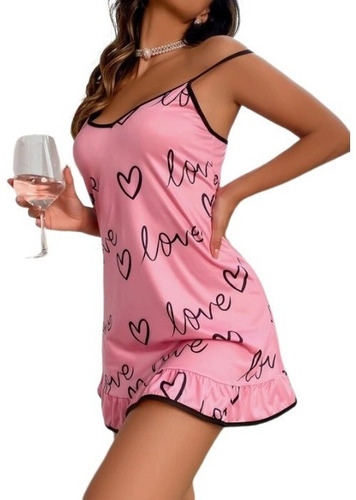 Pijama Sensual Con Falda Con Tirantes Y Estampado Cómodo Par