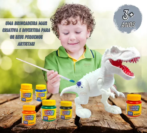 Dinossauro REX para Pintar com Mecanismo de Mordida - Kit 6 Cores