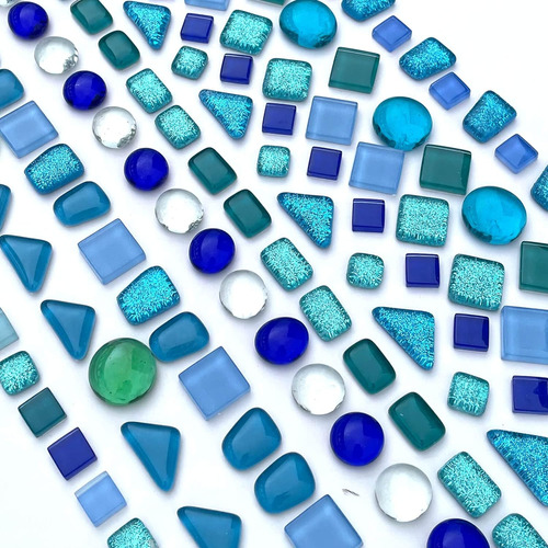 Mosaico De Cristal Irregular Azul De Litera De Litera, Mosai