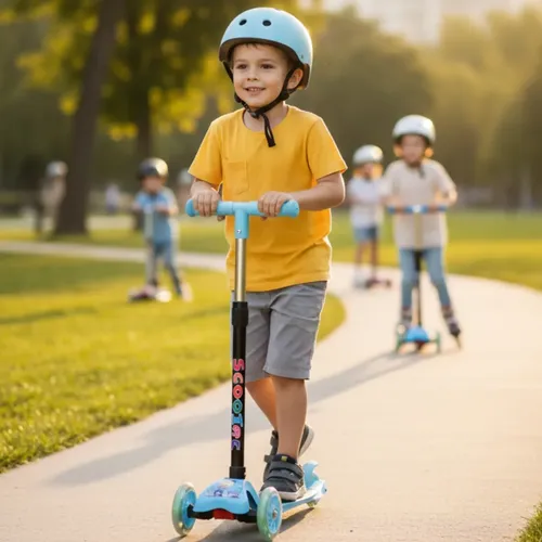 Patinete Infantil Dobrável 3 Rodinhas de LED Ajustável Azul Elefante — R$ 47,40 em Mercado Livre