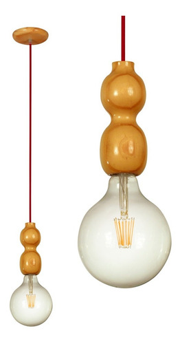 Imagen 2 de 2 de Colgante 1 Luz Madera Floron Apto Led