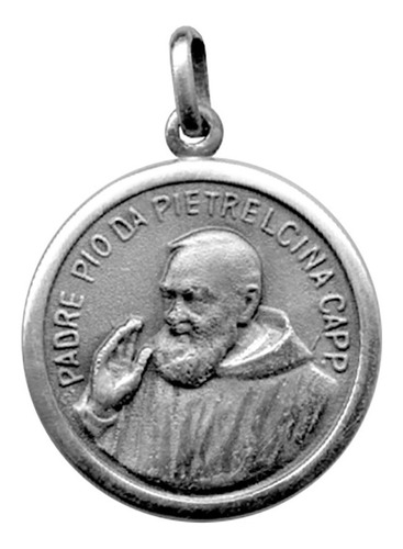 Medalla Padre Pio 24 Mm Plata 900