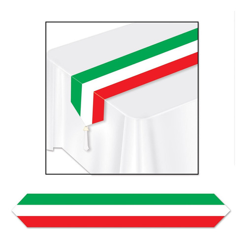 Printed Red, White & Green Table Runner Party Accessory (