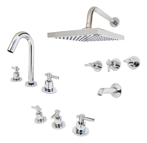 Imagen 7 de 10 de Combo Baño Sanitarios Loza Griferia Ibiza Lever Metal Cromo